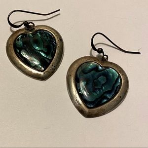 Sterling and Abalone Heart Earrings
